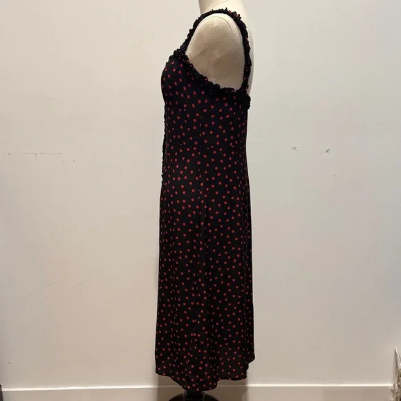 Realisation Par The Juliet - Italia Spot Black Midi Dress Red Polka Dots Medium - Picture 6 of 8